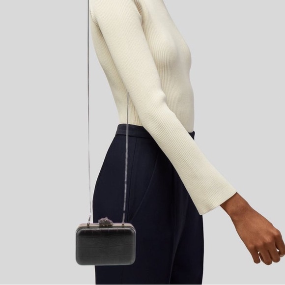 House of Harlow 1960 Embossed Leather Chain-Link Clutch - Picture 6 of 9